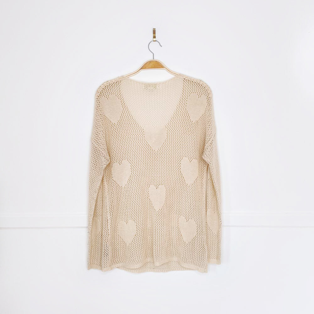 forever 21 crochet hearts long sleeve top