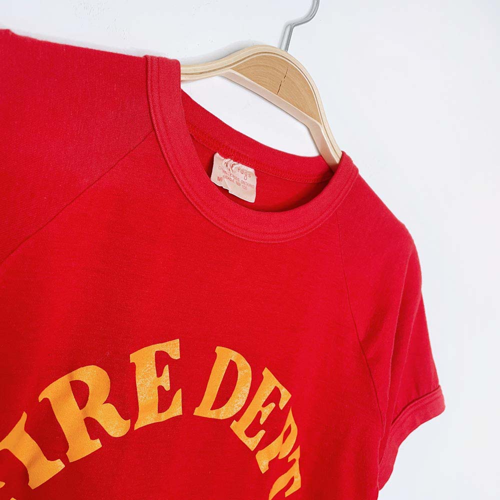 vintage 80s ruff rags rodney fire dept. ringer tee - good market thrift store