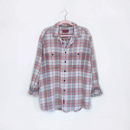 vintage roots jeans cabin flannel shirt jacket - size large