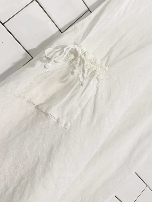 flax 100% linen cinch pocket midi dress - good market thrift store