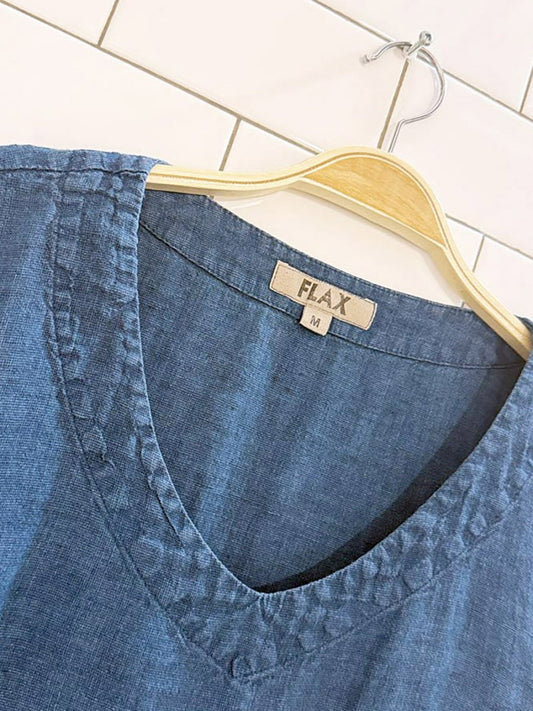 flax 100% linen relaxed top - good market thrift store