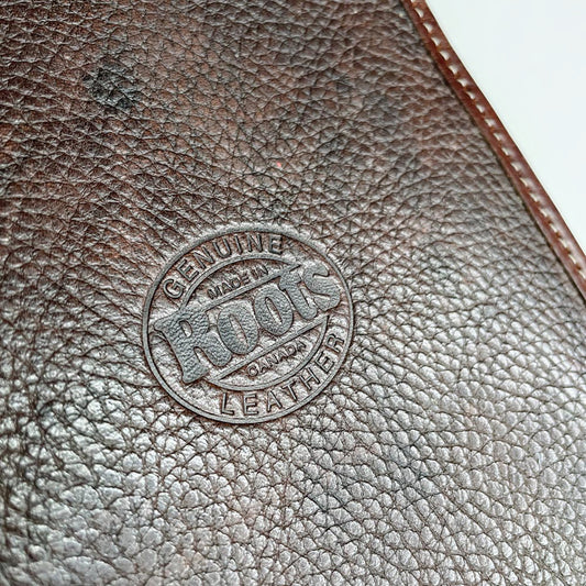 vintage 90s roots leather business card folio