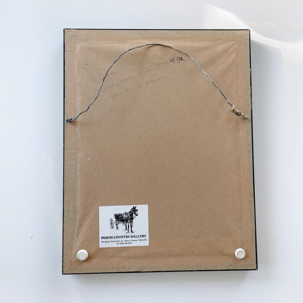 vintage 70s framed cross stitch poinsettia