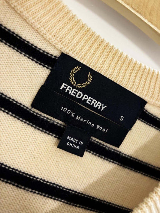 fred perry 100% merino wool nautical stripe knit sweater - good market thrift store