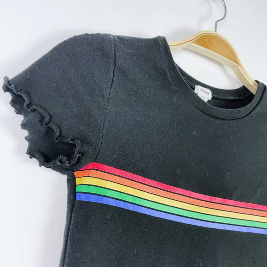 garage curly hem rainbow stripe tee