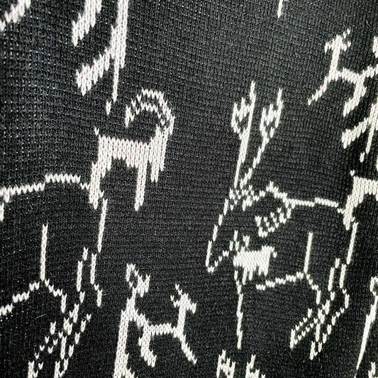 vintage winter frisky swiss mountain goat collared knit - size small