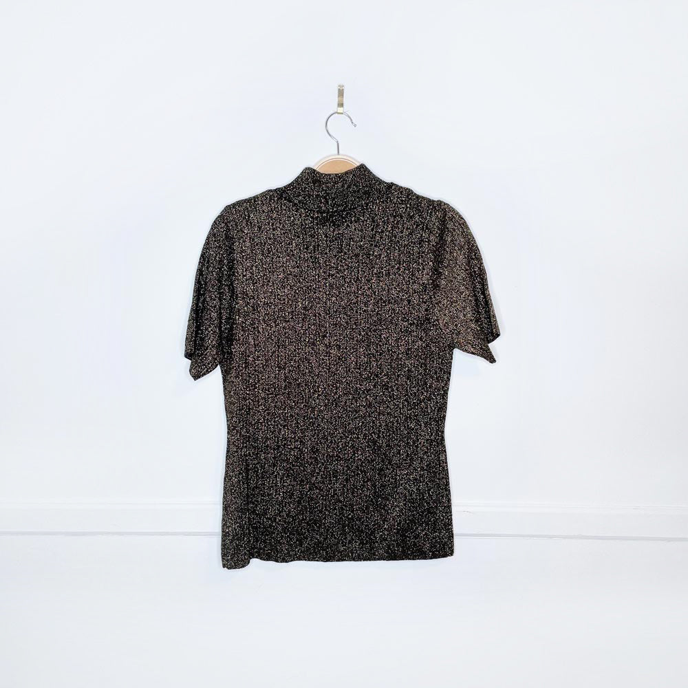 vintage louben II gold metallic knit ss top