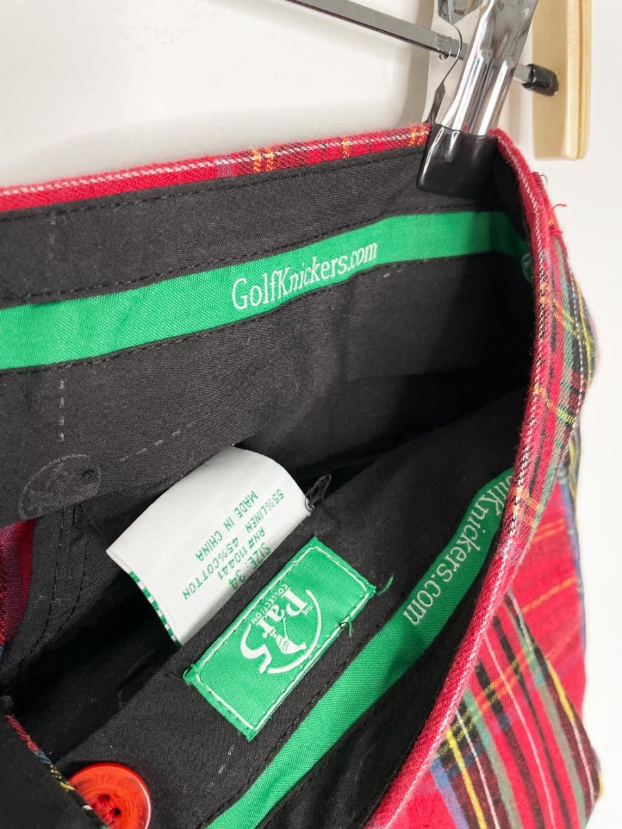 golf knickers linen - blend tartan plaid pleated trouser - good market thrift store