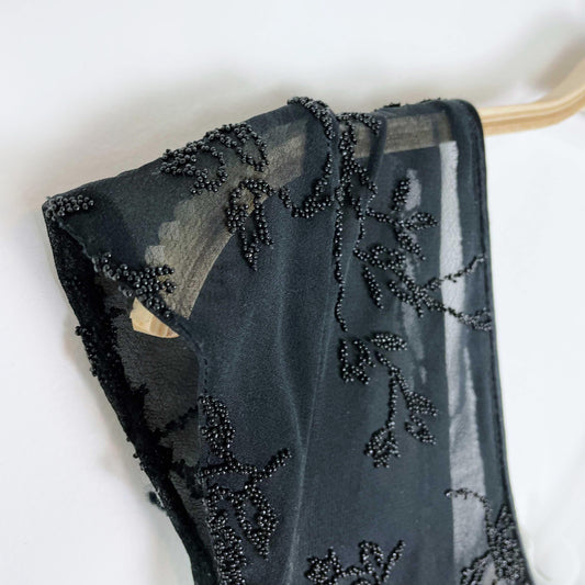 vintage 00s black cap sleeve beaded gown - size medium