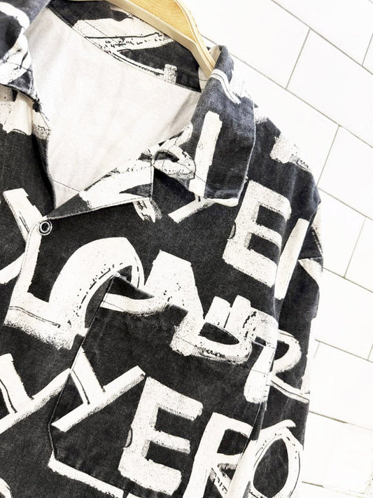 grafitti full button boxy denim shirt - good market thrift store