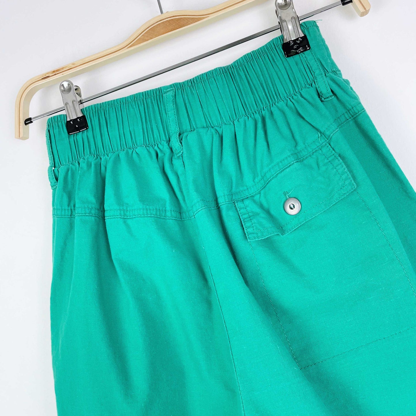 vintage green pleated trouser shorts