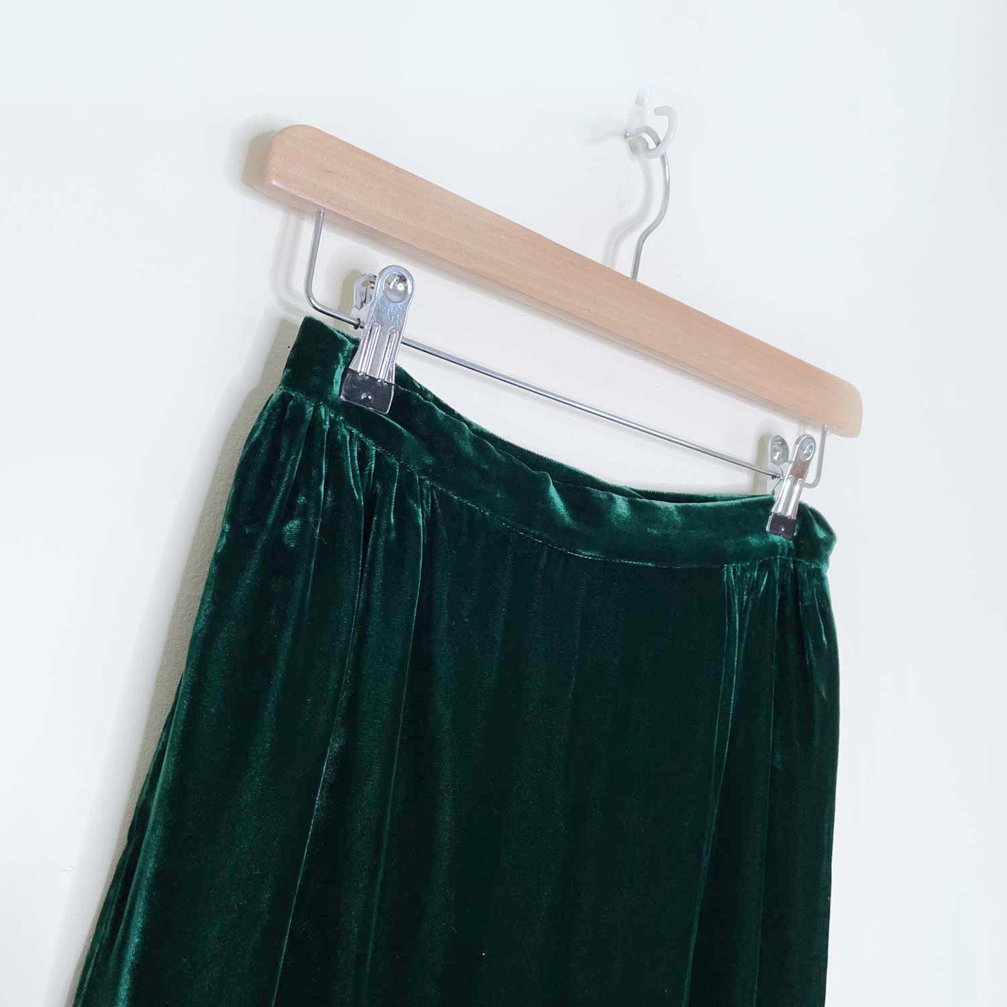 vintage green velvet maxi skirt - size small