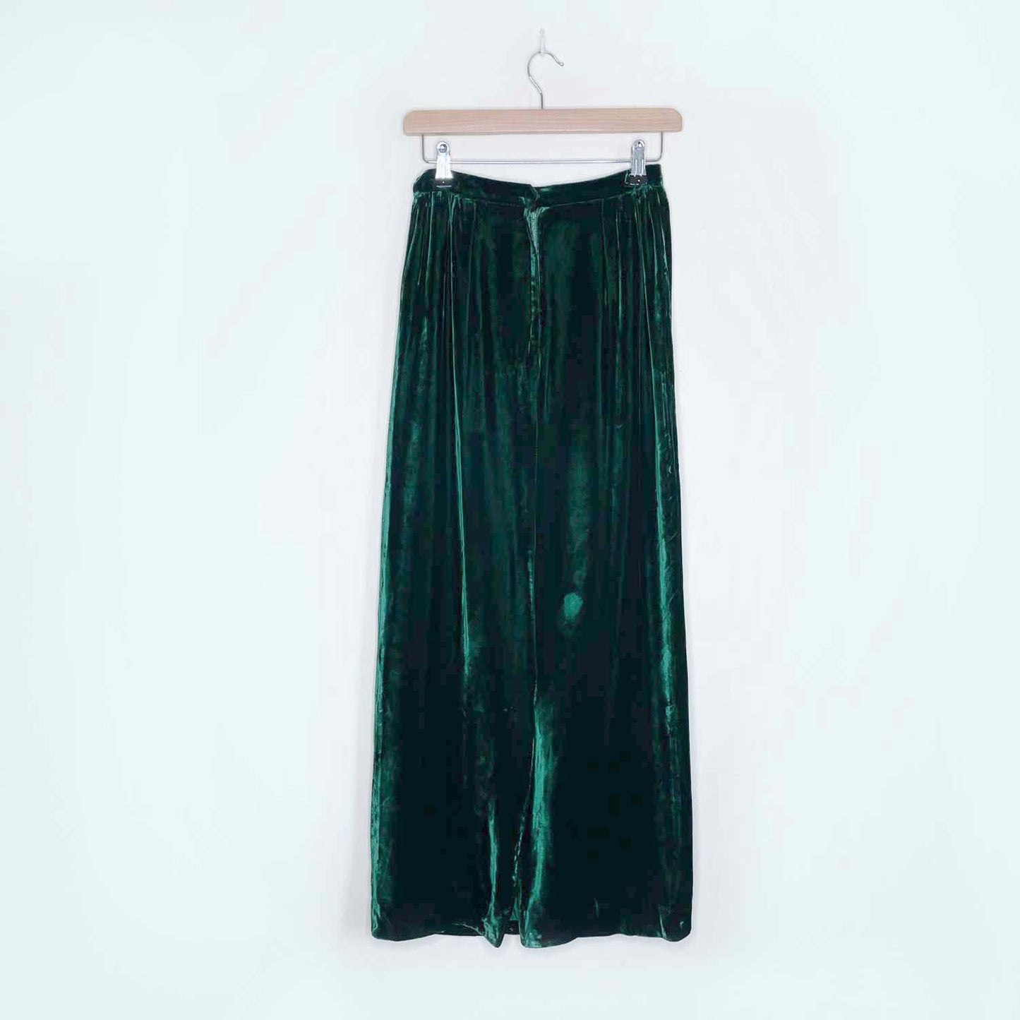 vintage green velvet maxi skirt - size small