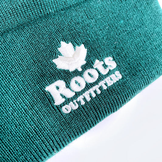 roots 2022 forest green knit logo toque