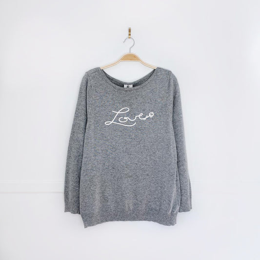 rain + rose angora-blend embroidered LOVE sweater