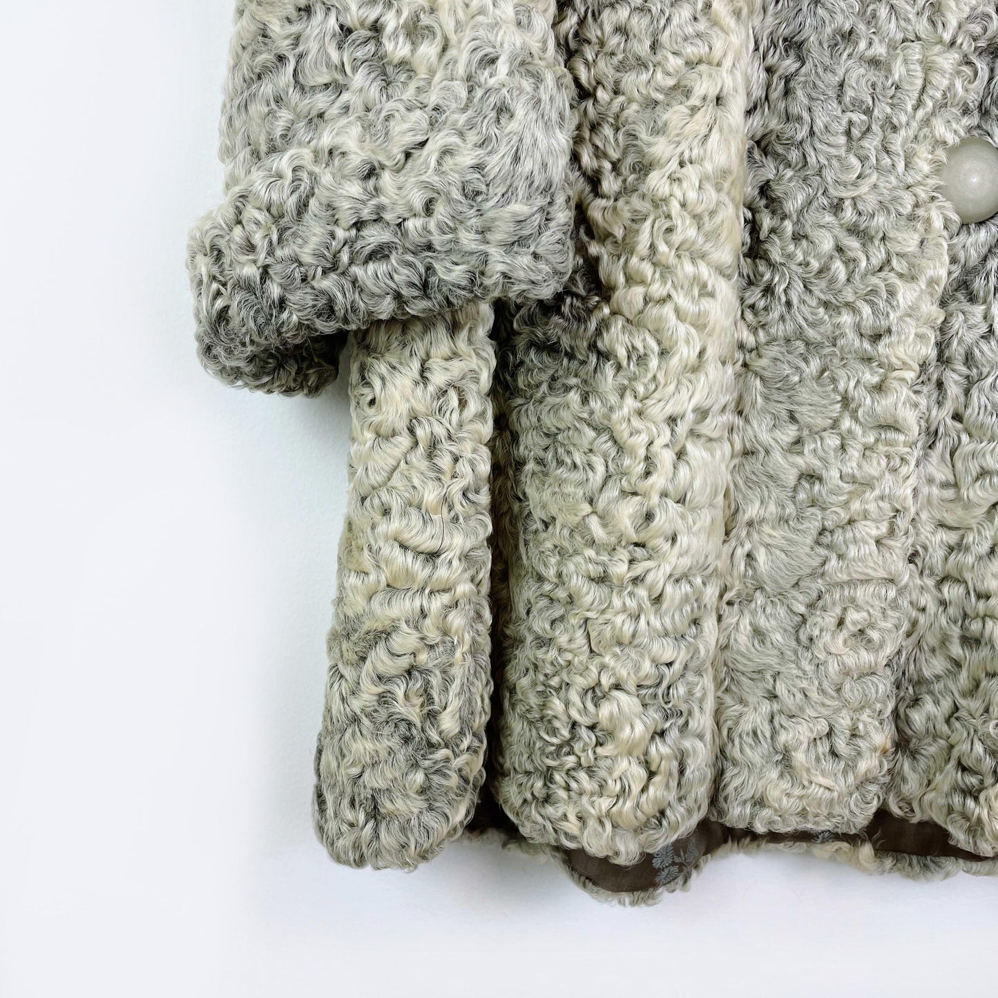 vintage simpsons grey persian lamb coat - size large