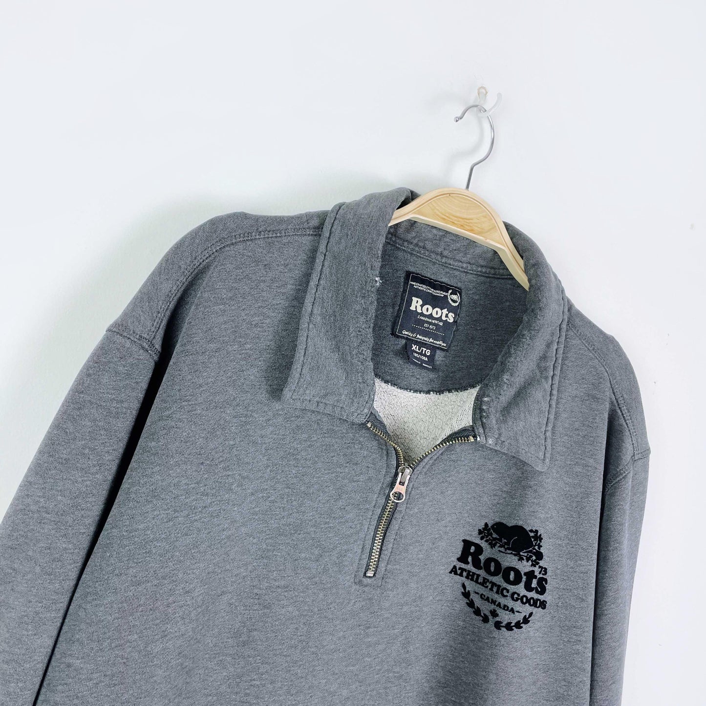 00's roots original cooper relaxed 1/4 zip stein - size xl