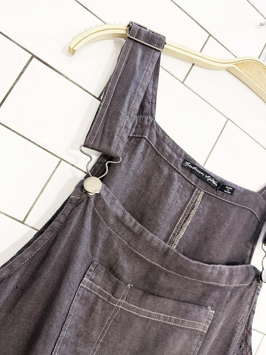 gudrun sjödén linen overall midi dress - good market thrift store
