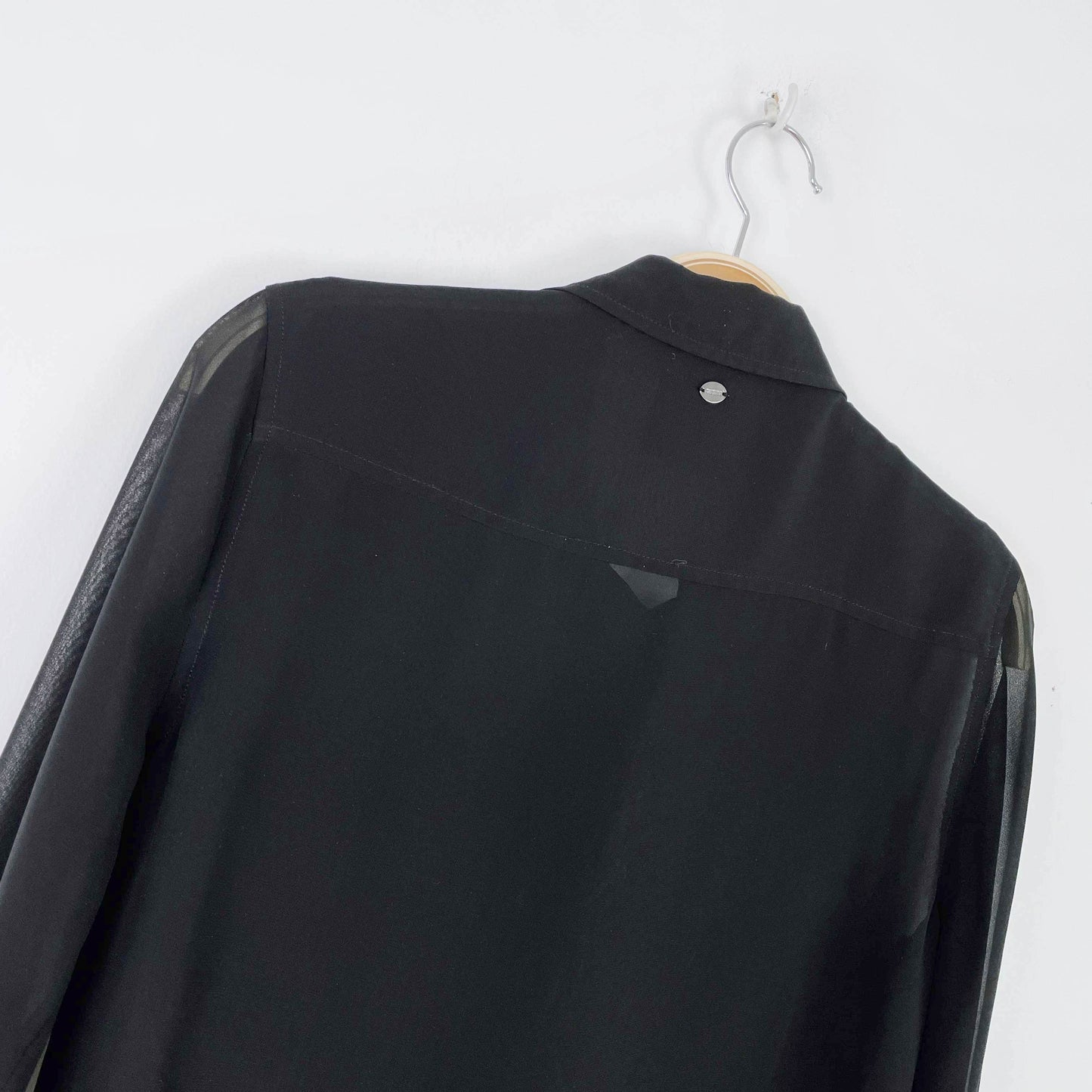 guess western fringe sheer button down