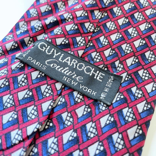 vintage guy laroche couture diamond print silk tie