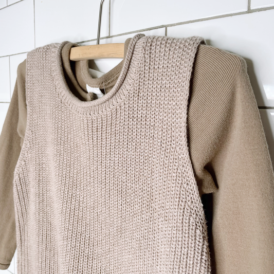 h&m organic cotton onesie and knit vest set - size 3-4