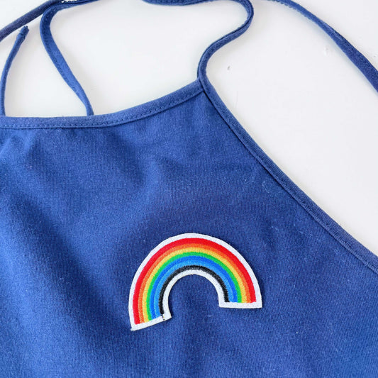 rainbow patch cropped halter top