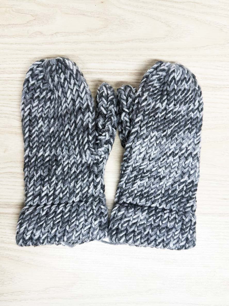 hand - knit chunky mittens - good market thrift store