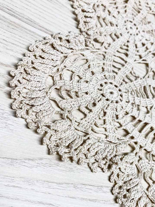 handmade crochet doiley pattern square table cloth - good market thrift store