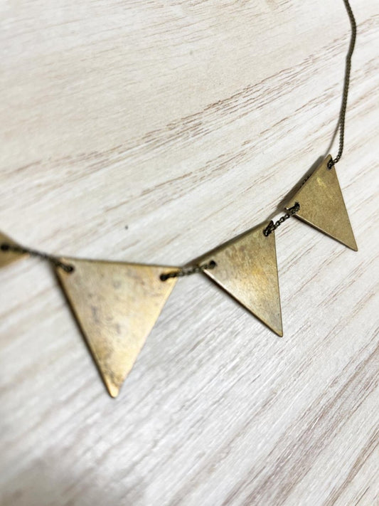 handmade metal triangle necklace - good market thrift store