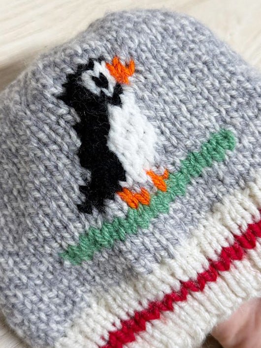 handmade wool penguin knit beanie - good market thrift store
