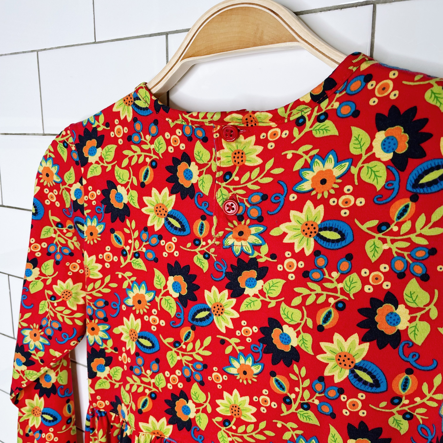 hanna andersson floral long sleeve dress - size 8