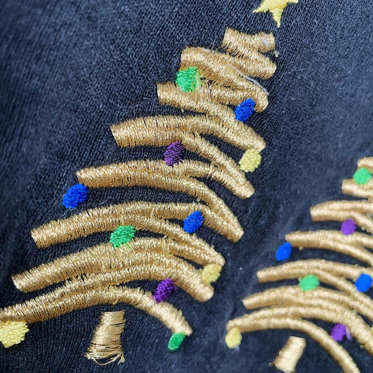 vintage made in usa happy holidays embroidered crew