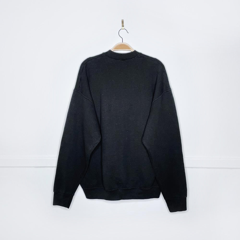 vintage made in usa happy holidays embroidered crew