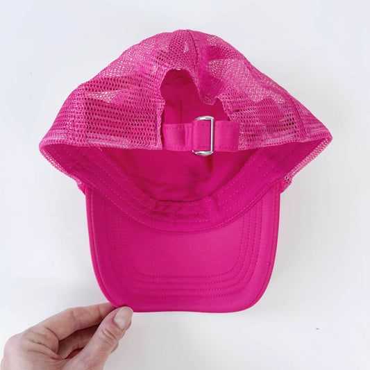 pink embroidered love trucker hat
