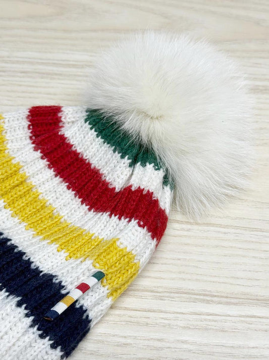 hbc stripes wool - blend pom knit hat - good market thrift store