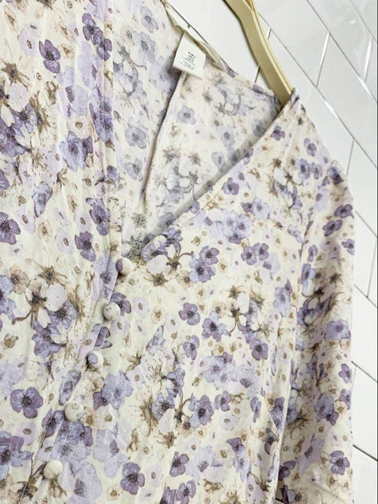 h&m full button floral midi short sleeve dress - good market thrift store