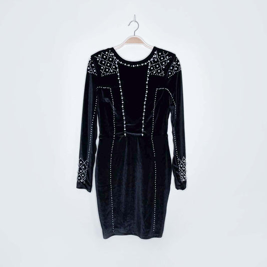 h&m gold label black velour pearl dress - size 4