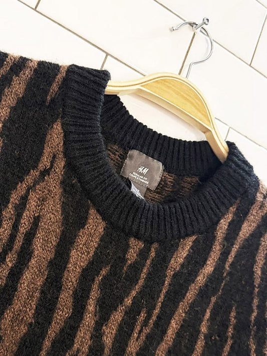 h&m wool - blend animal print knit sweater - good market thrift store