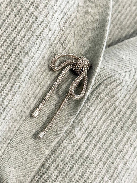 h&m wool - blend bedazzled bow button knit cardigan - good market thrift store