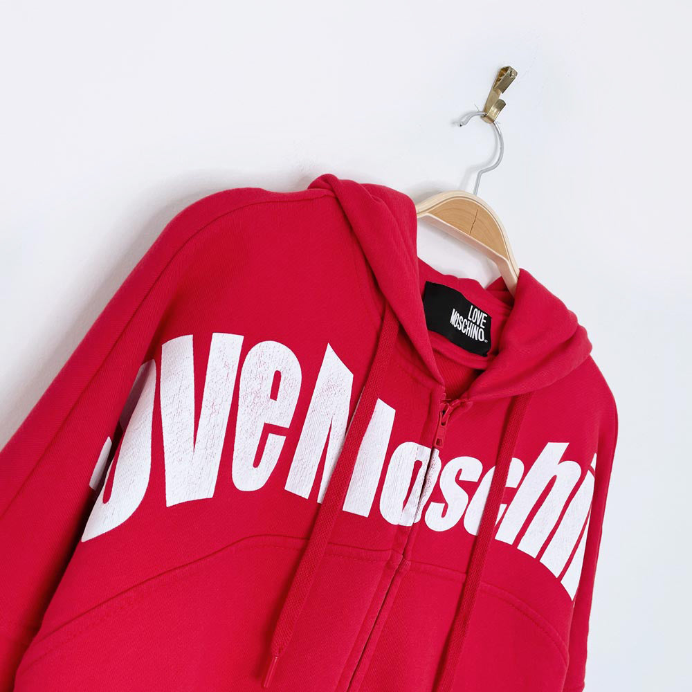 love moschino graphic full zip hoodie