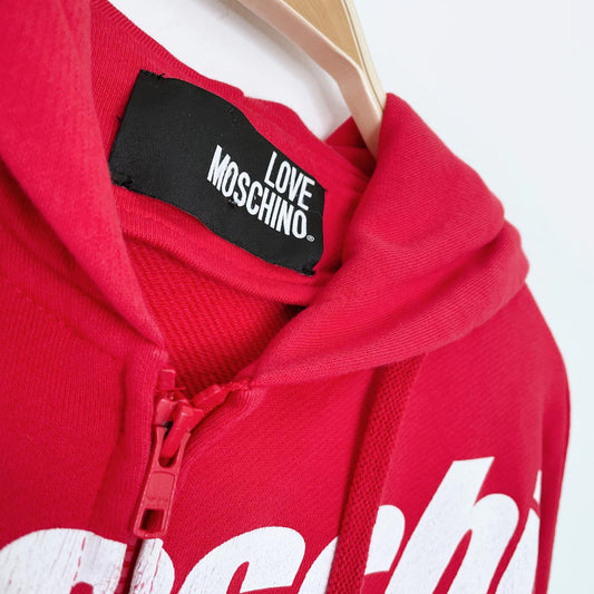 love moschino graphic full zip hoodie