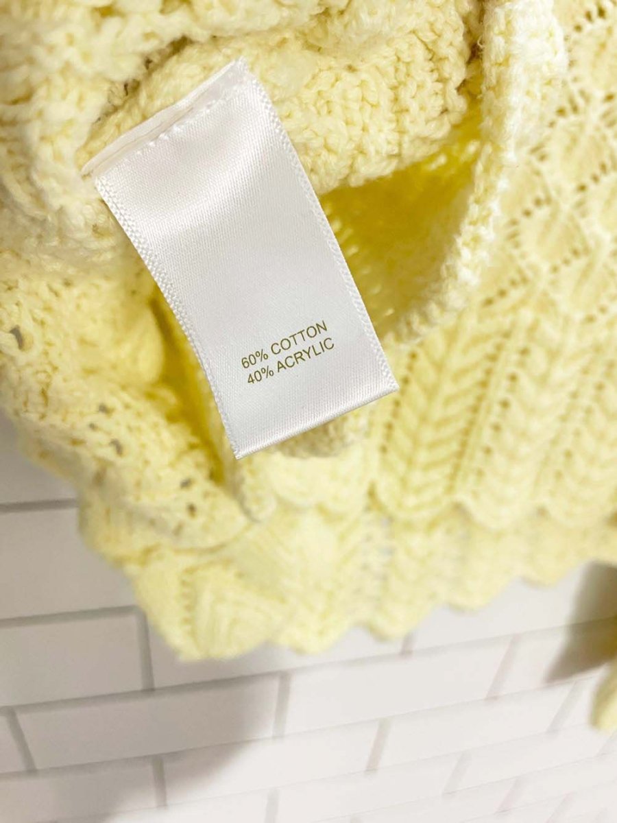 house of harlow 1960 pointelle knit butter yellow cardigan - good market thrift store