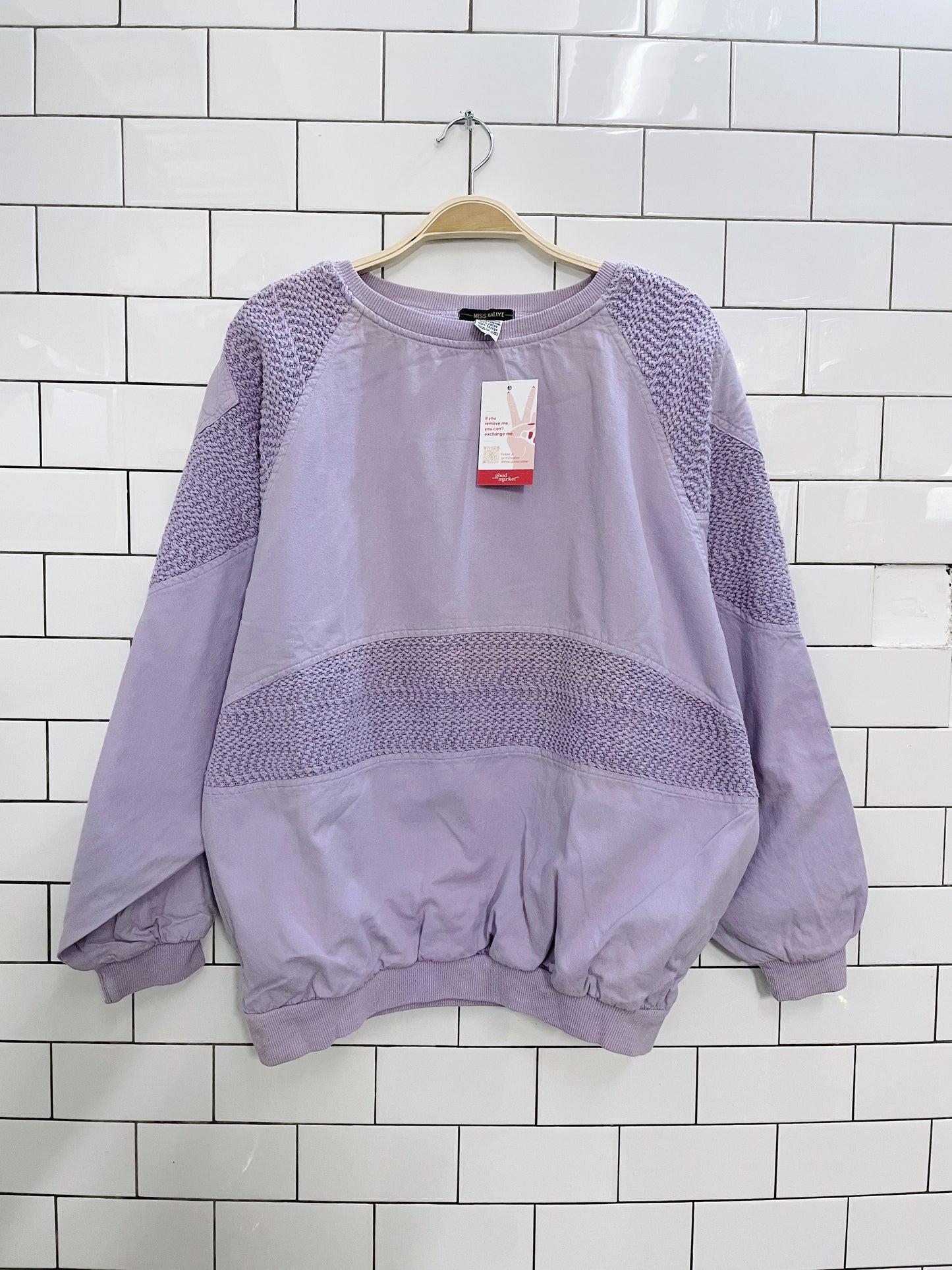 vintage 90s miss rallye crochet boxy raglan crew