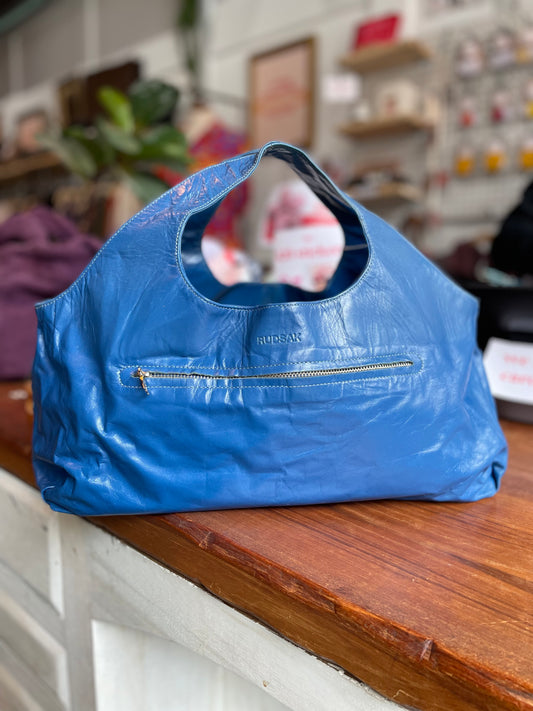 vintage 00s rudsak blue leather handbag