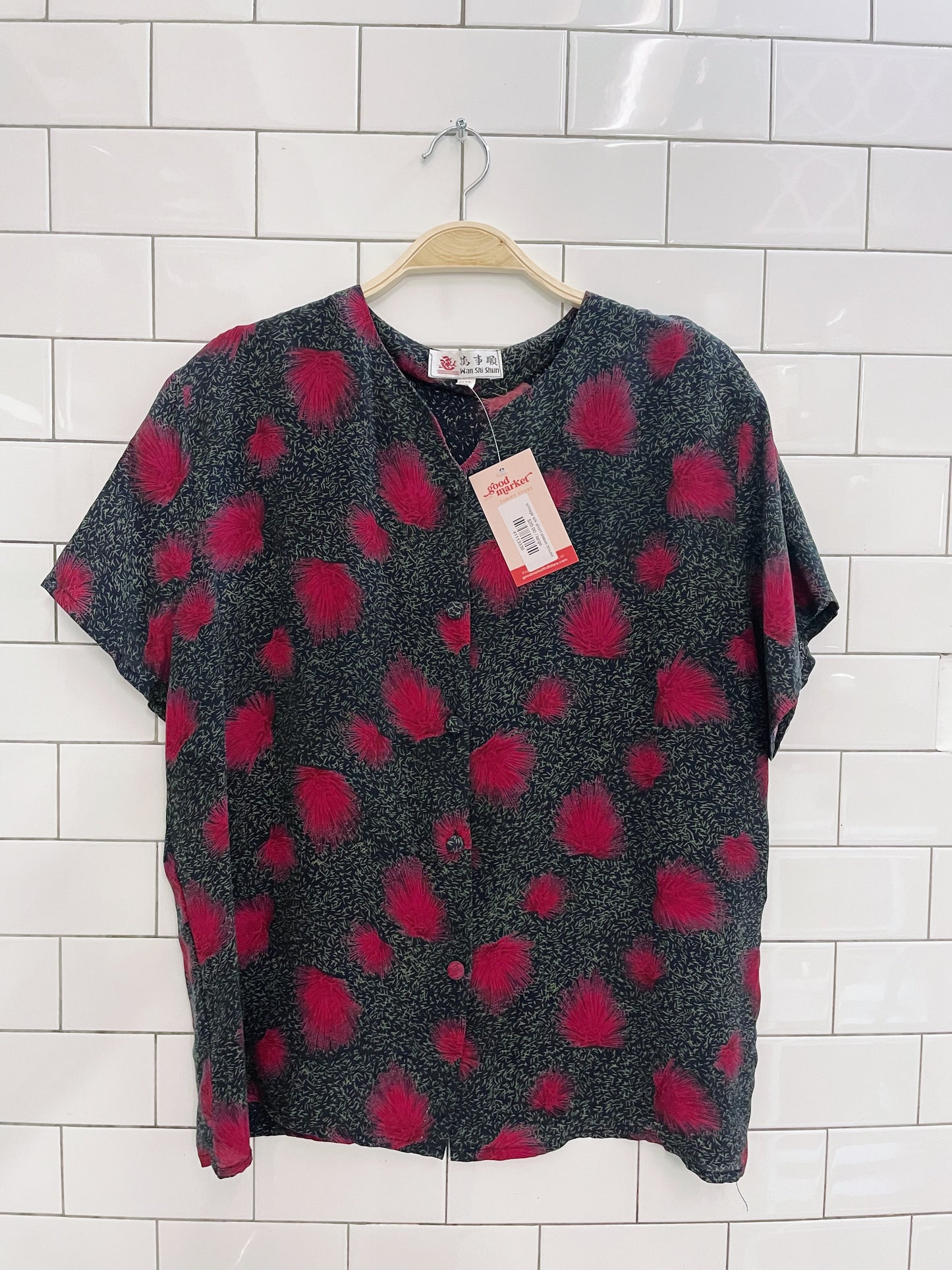 vintage silk short sleeve blouse