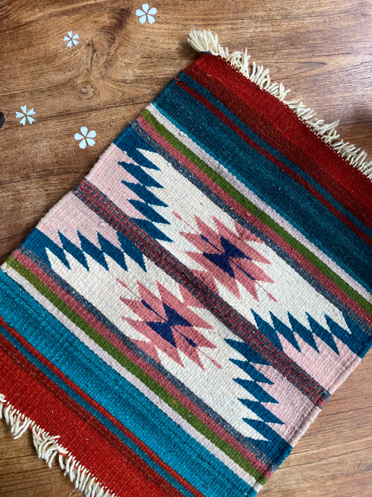 vintage wool aztec woven tapestry