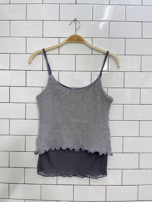 vintage made in italy mohair-blend tank cardi set