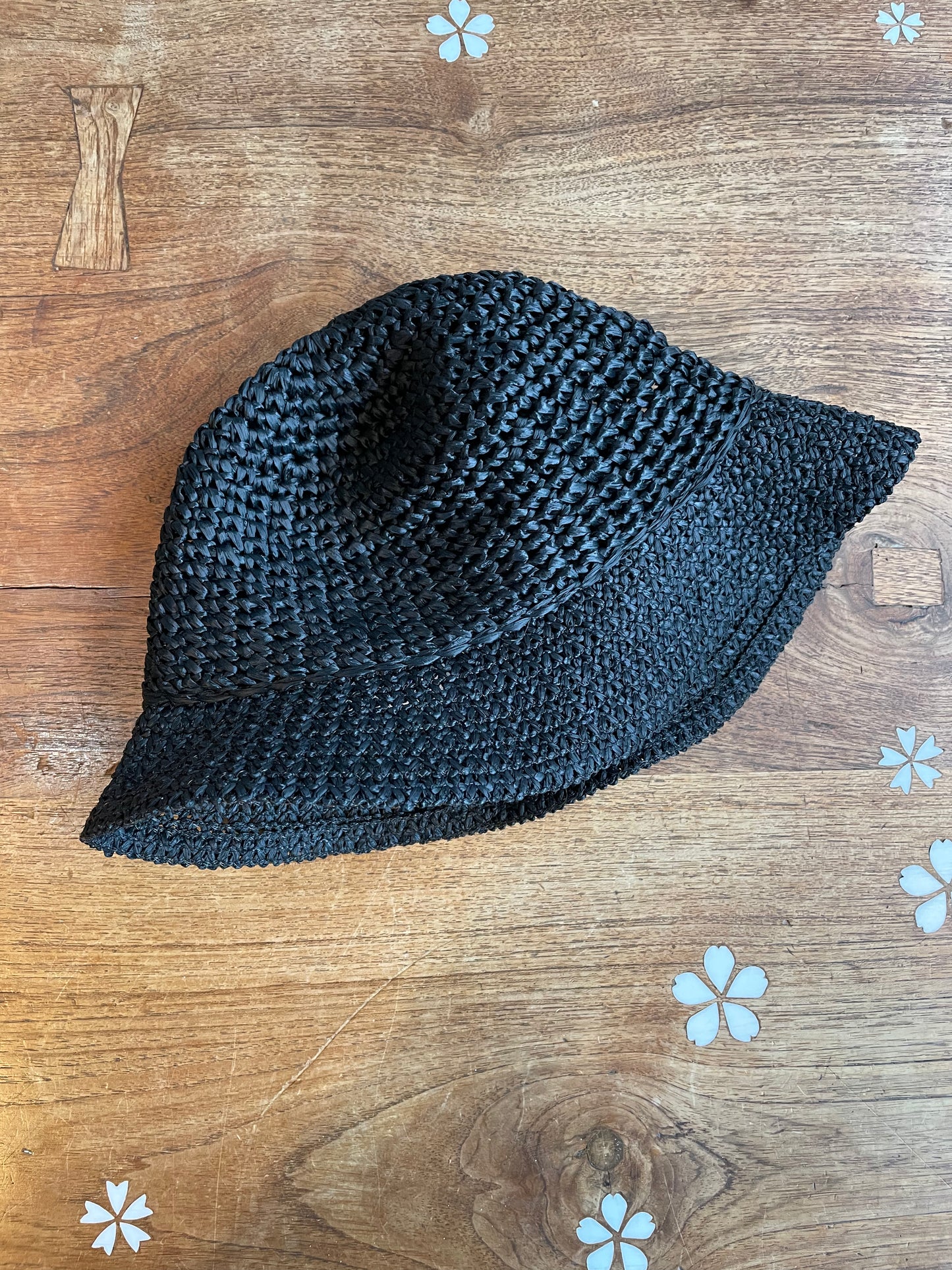 vintage eatons made in italy summer straw bucket hat