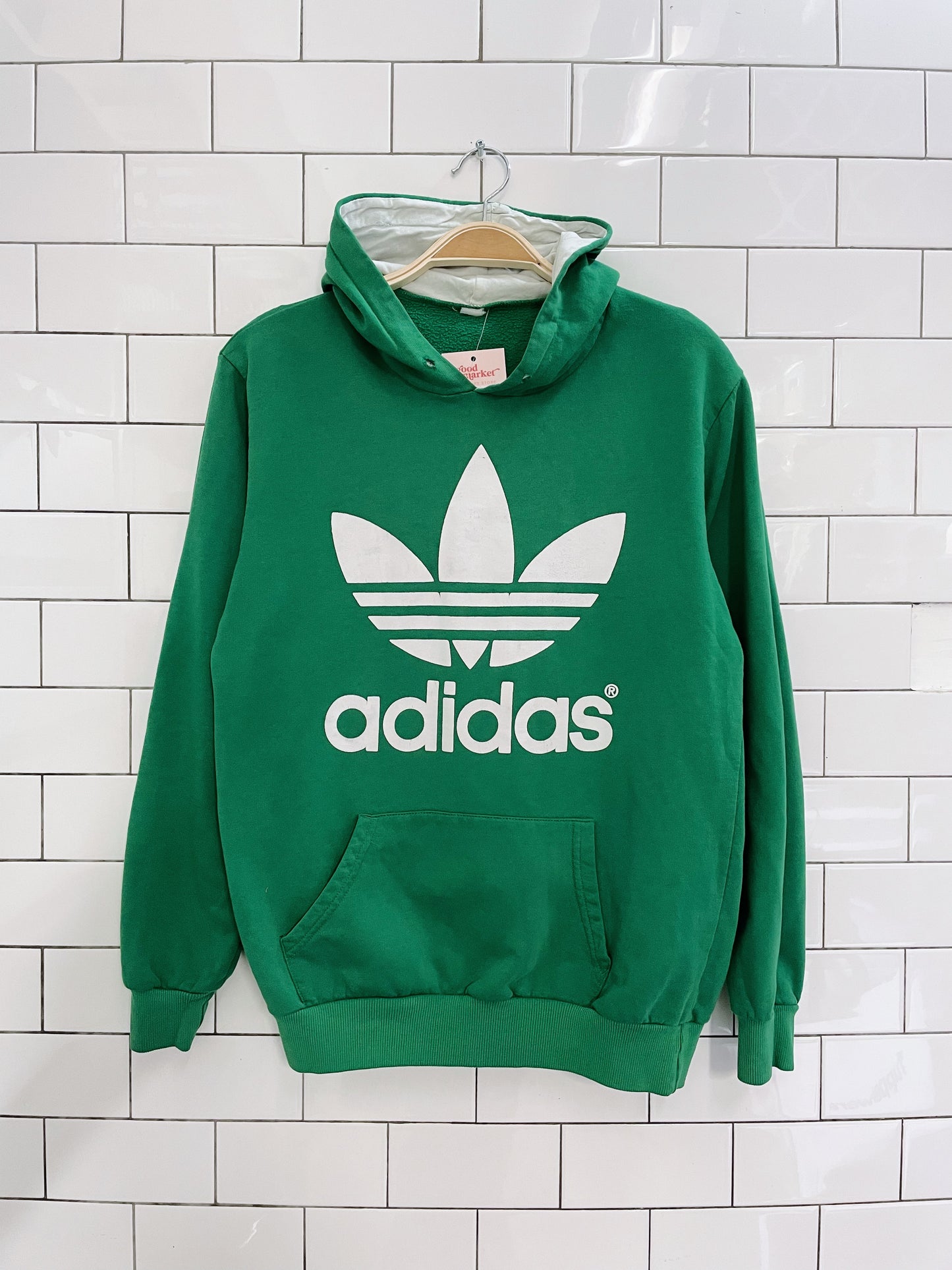 vintage 80s adidas trefoil green hoodie