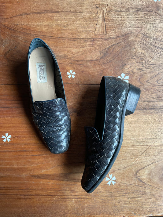 vintage 90s bandolino leather woven wander loafers